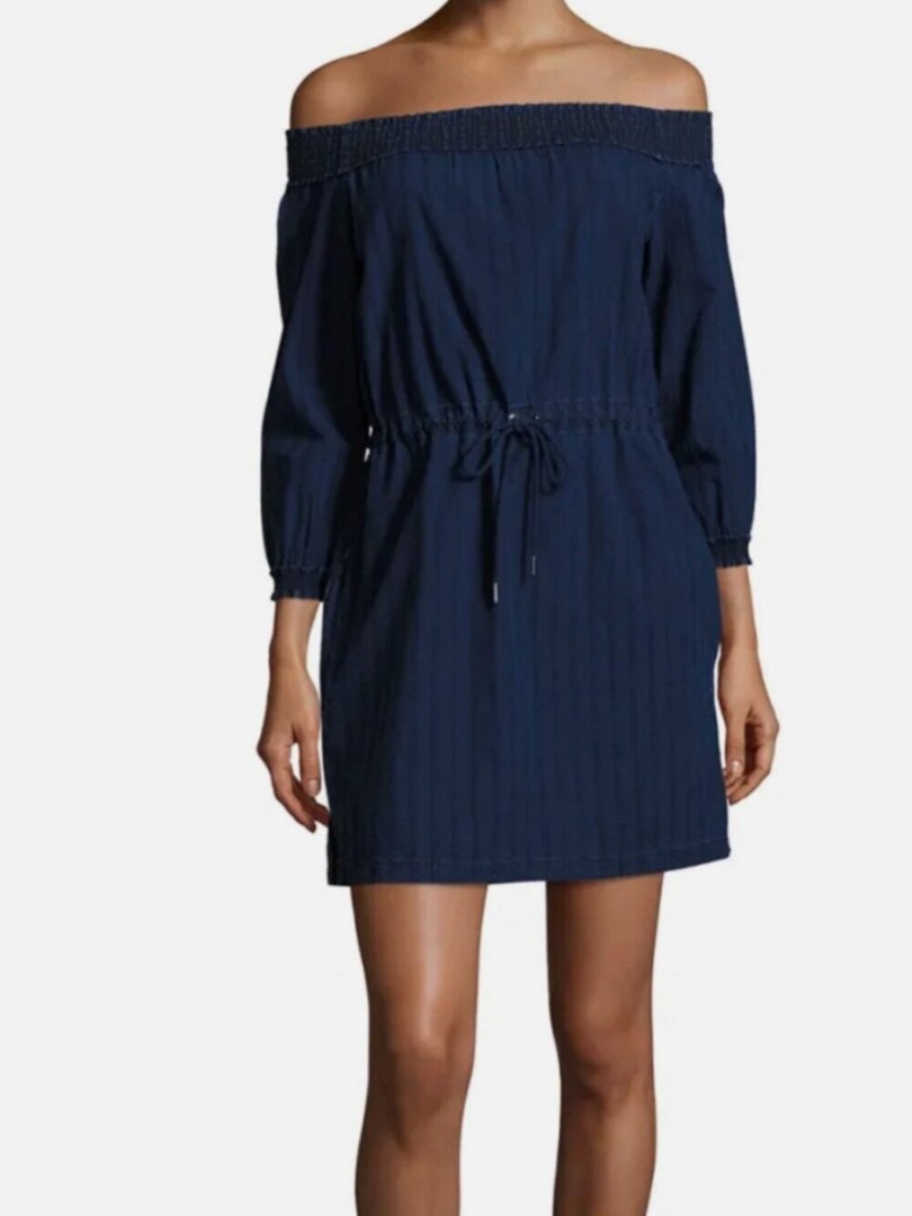 Rag & Bone Drew Off Shoulder Indigo Denim Chambray Dress Size XS Shift Mini